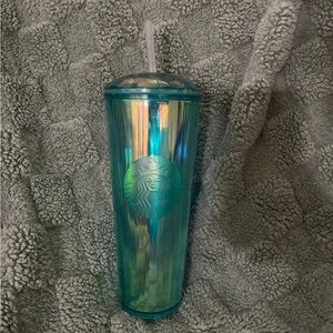 Starbucks Shimmering Blue-Green dome Tumbler with Straw